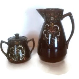 1940s Japanese Moriage Redware Coffee Service